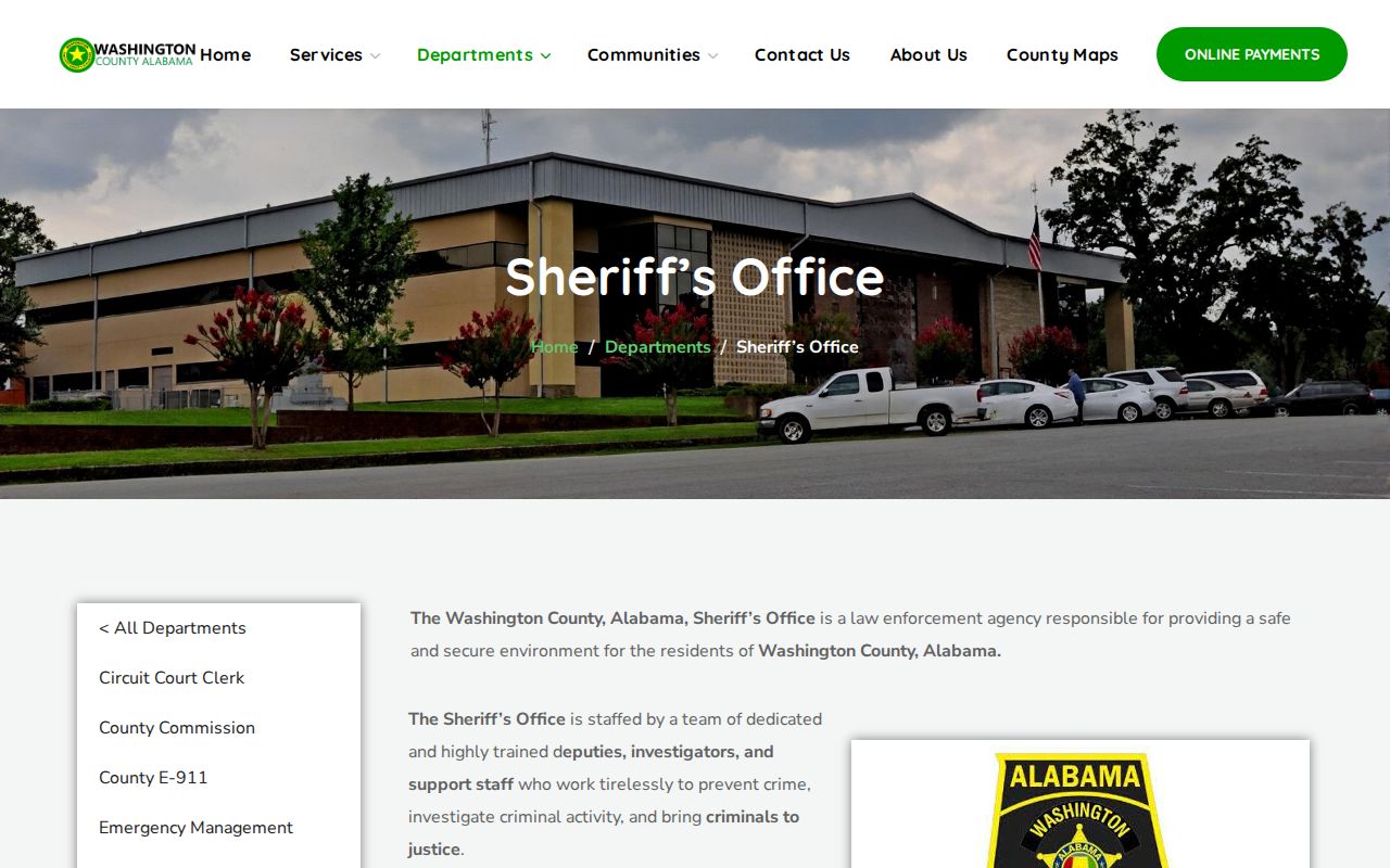 Washington County Sheriff’s Office page used to confirm a recent arrest